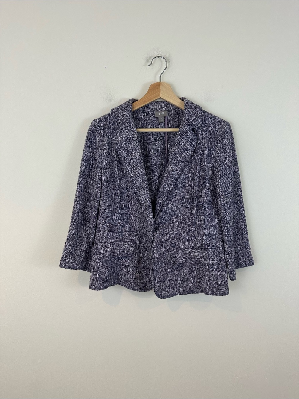J. Jill Purple Knit Tweed Blazer Jacket Size 10 Women's